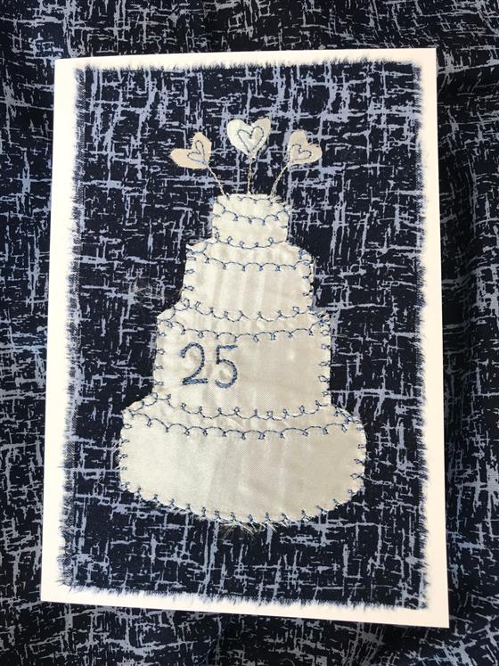 25 years silver wedding cake card