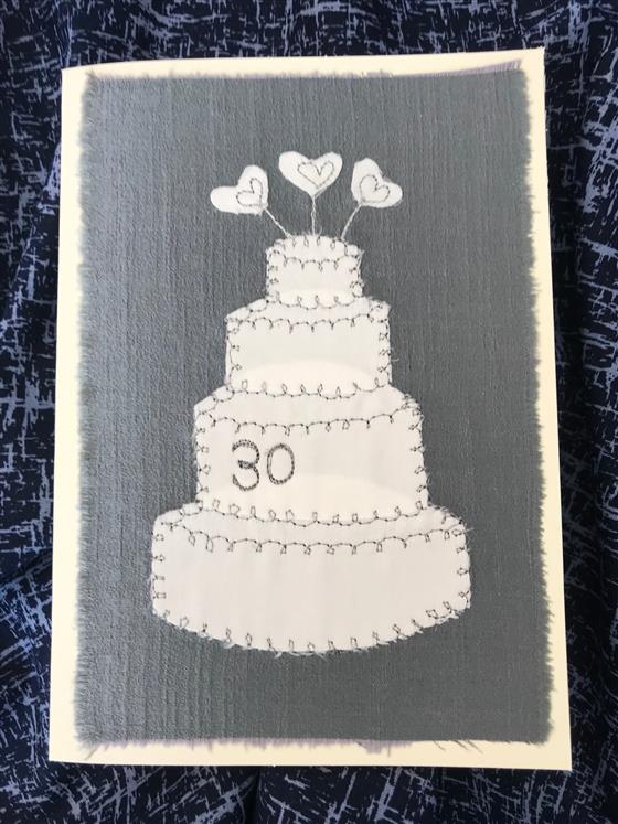 30 years pearl wedding cake card