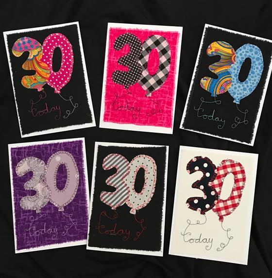 30th birthday balloons card