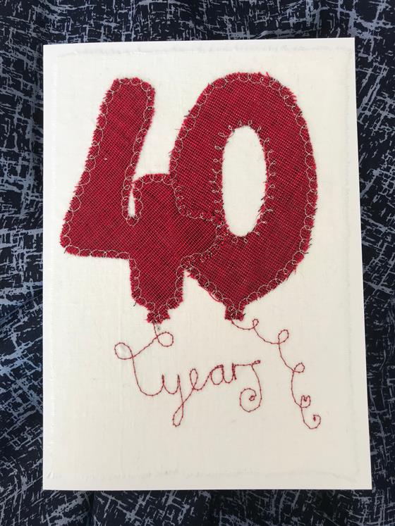 40 years ruby wedding anniversary balloons card