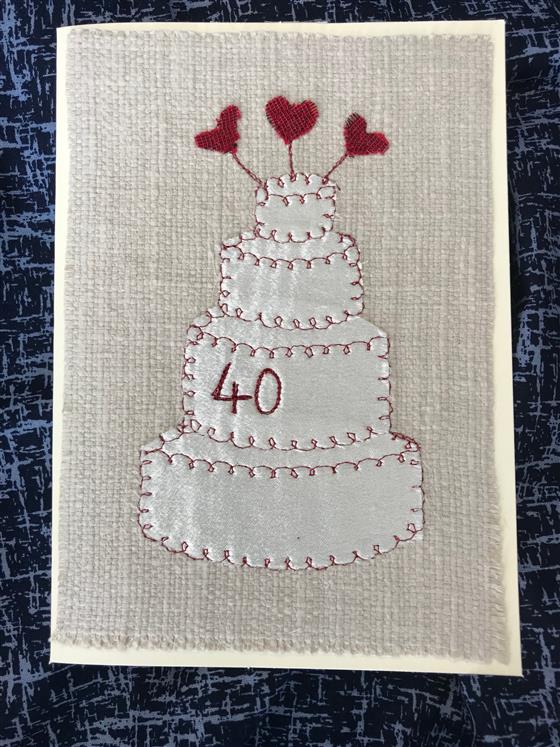 40 years ruby wedding cake card