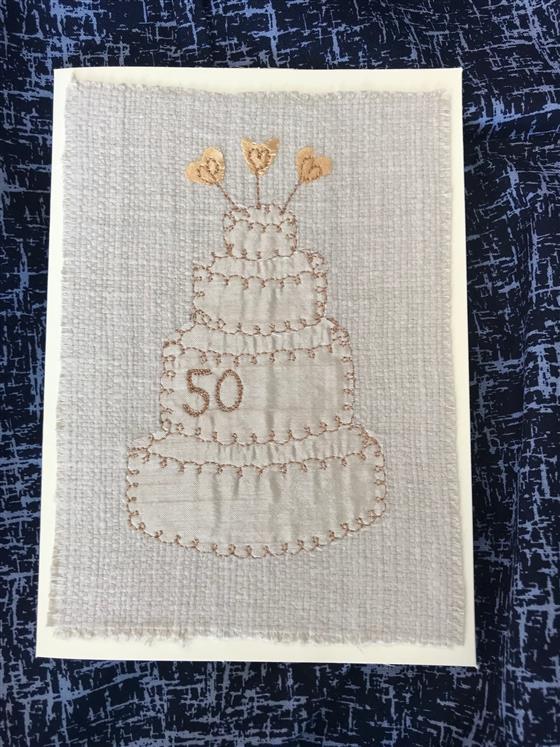 50 years golden wedding cake card