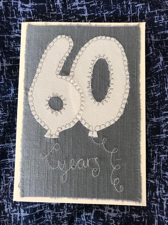 60 years diamond wedding anniversary balloons card