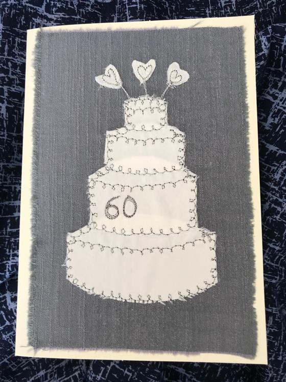 60 years diamond wedding cake card