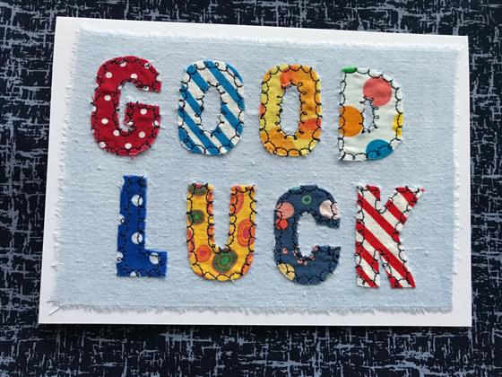 good luck card on blue