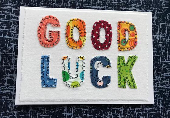 good luck card in primary coloured spots