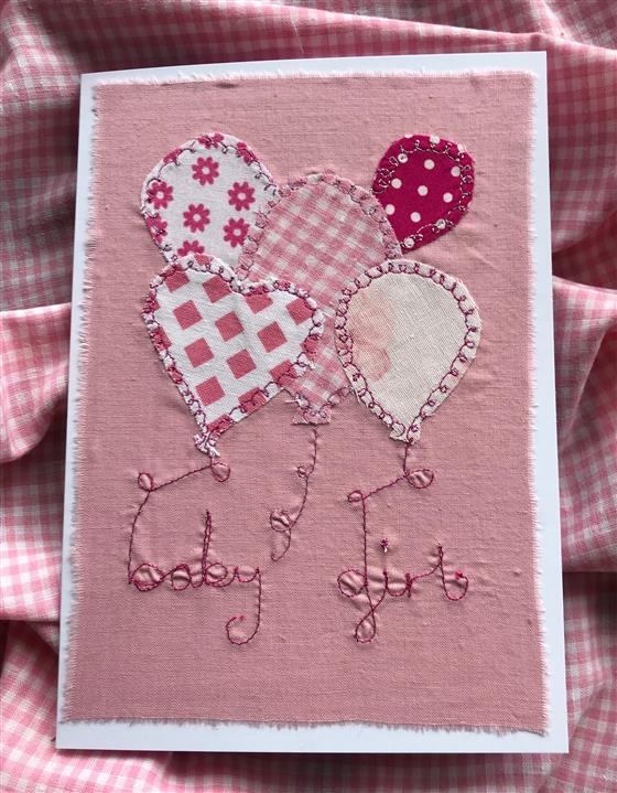 baby girl balloons card