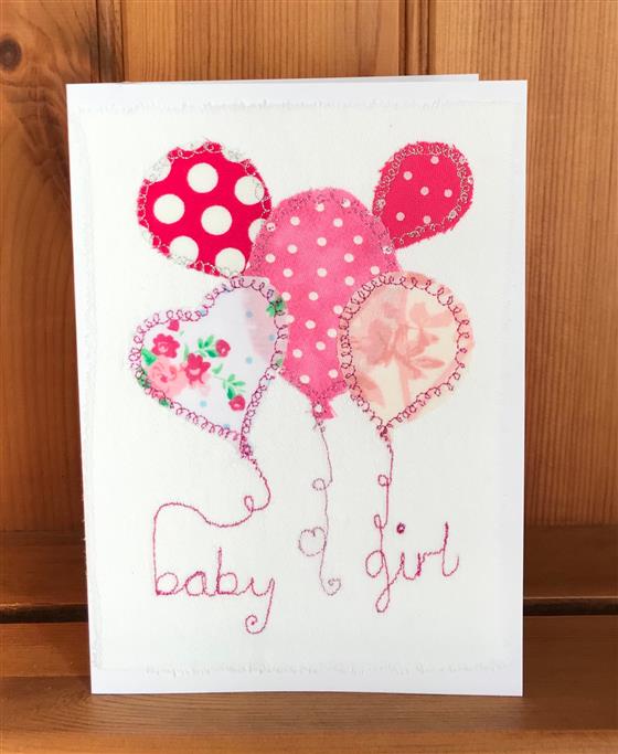 baby girl balloons card