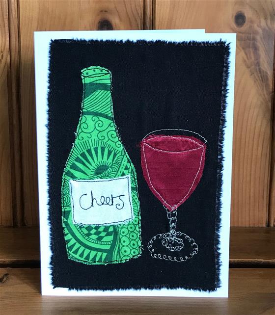 cheers shiraz bottle greeting card