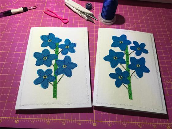 fundraising card - bright blue forget me nots