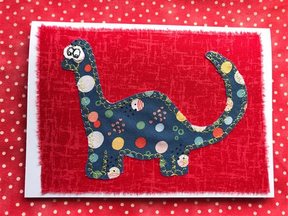 blue spotty bronti greeting card on red