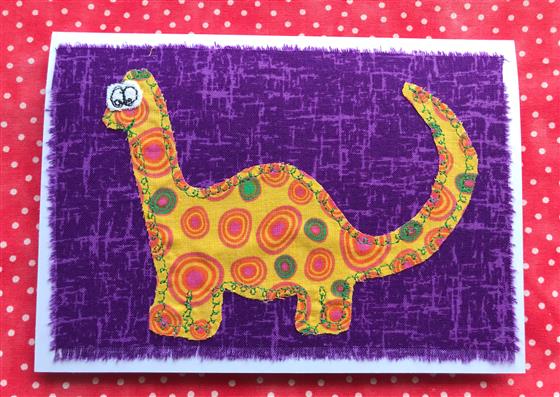 yellow spotty bronti greeting card on purple