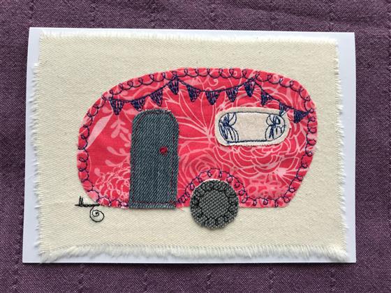 rose red caravan greeting card