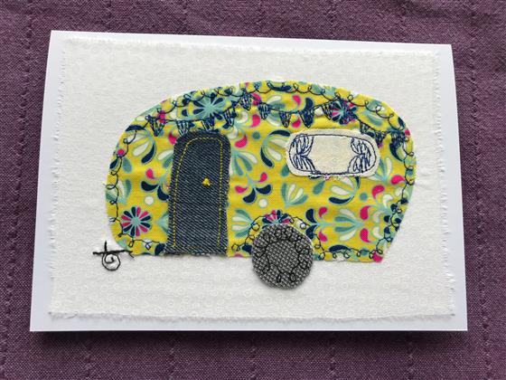 sunshine yellow caravan greeting card