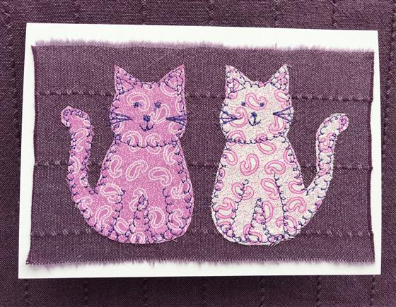 paisley cats greeting card on purple