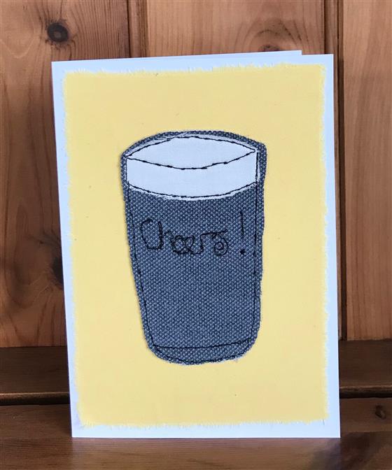 fundraising greeting card - cheers pint on yellow