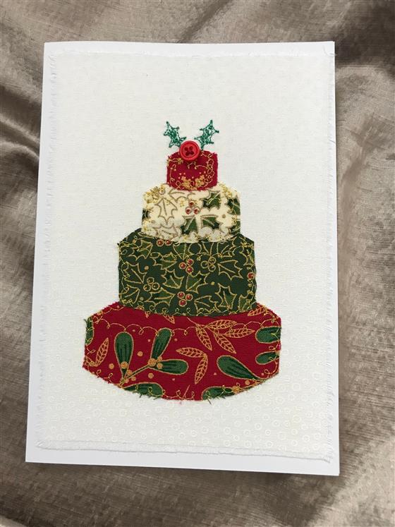 christmas cake tower card on white