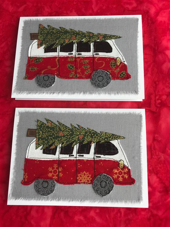 christmas campervan on grey