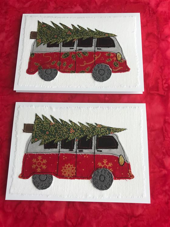 christmas campervan on white