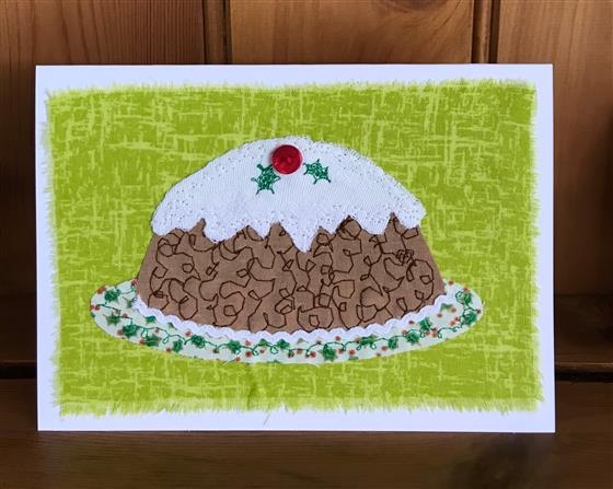 christmas pudding christmas card on lime green