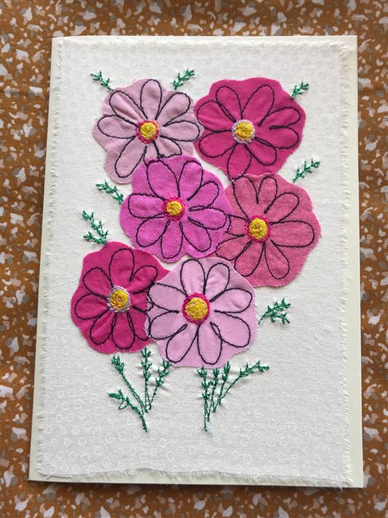 cosmos on cream greeting card