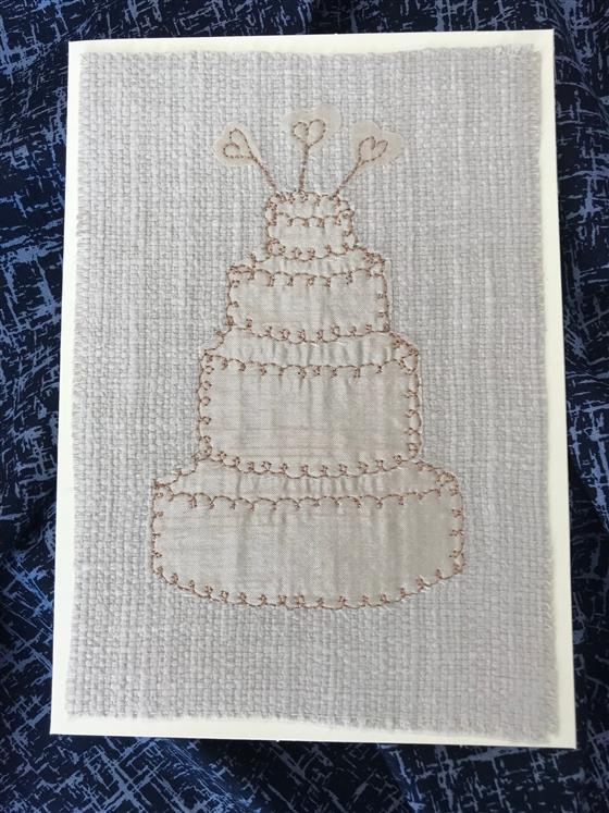 silk wedding cake on cream weave greeting card