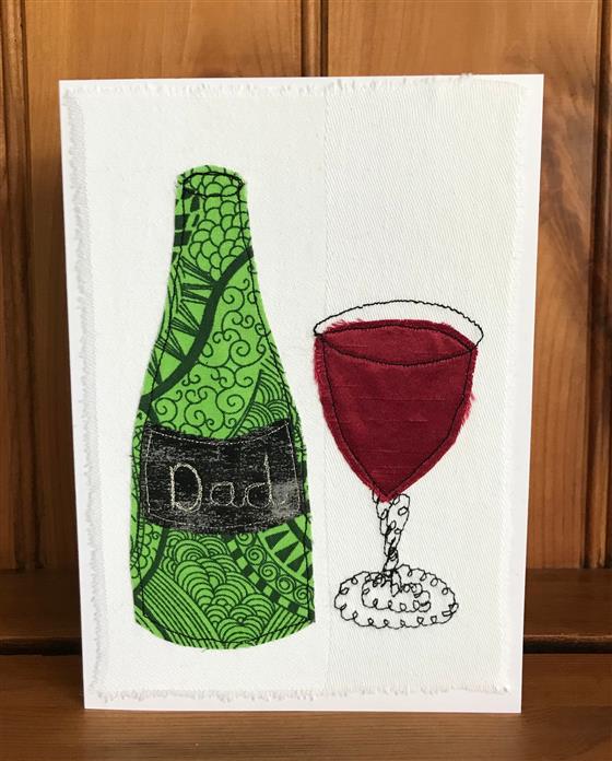 bottle of burgundy for dad greeting card