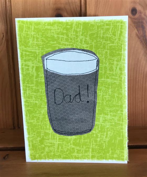 fundraising card - dad pint on lime green