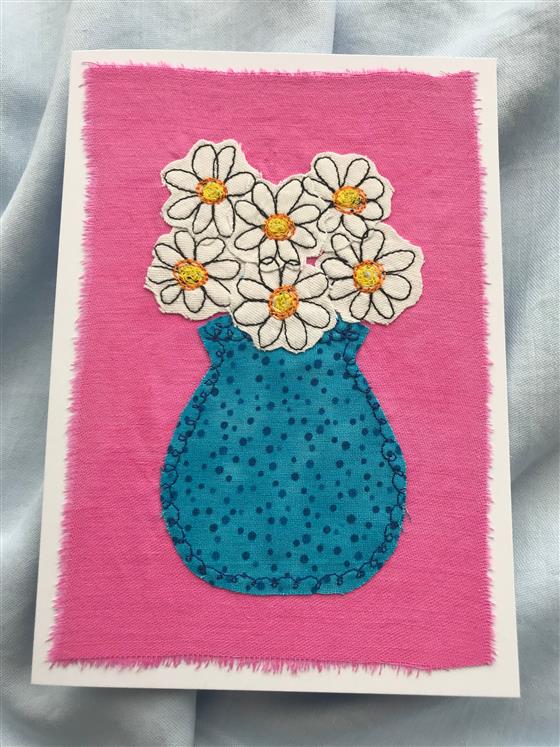 daisies greeting card on pink