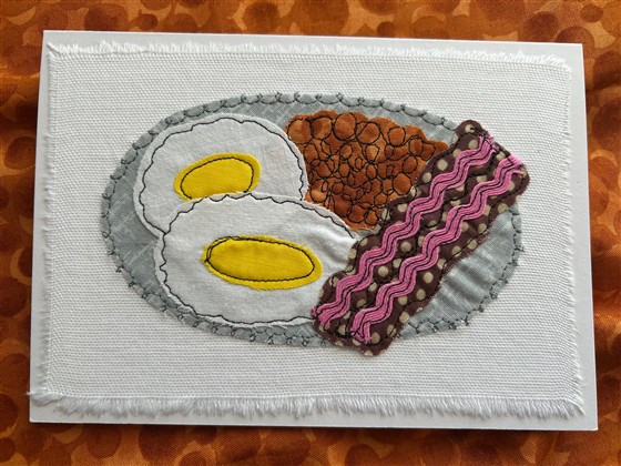 eggs, bacon and beans greeting card