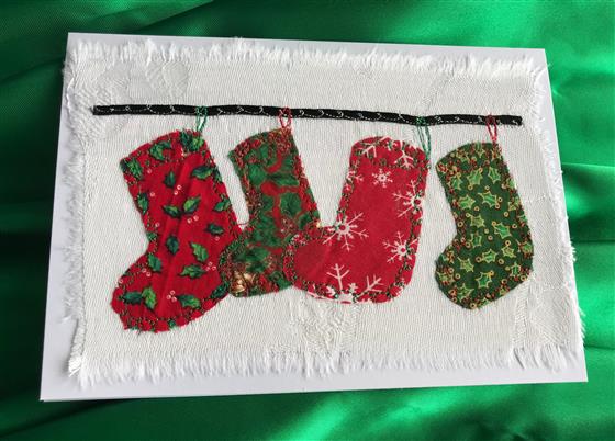 christmas stockings card on white