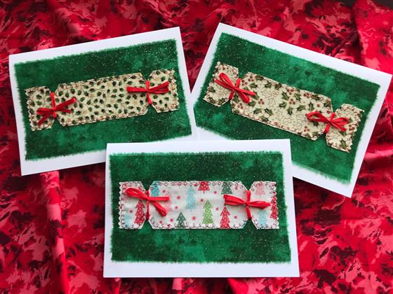 fundraising card - christmas cracker on sparkly green