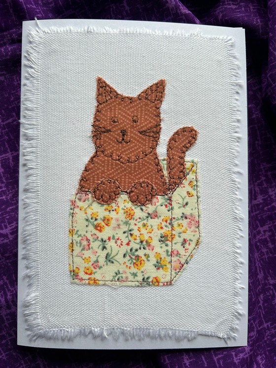 ginger cat greeting card on white