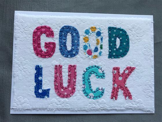 good luck  card in pink and blue