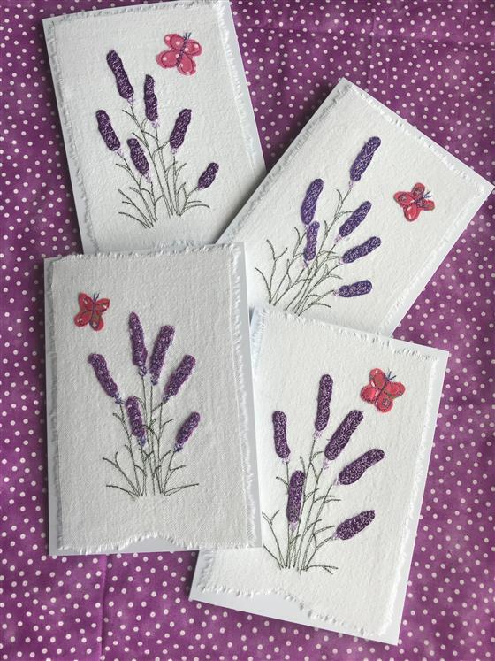 lavender greeting card on white