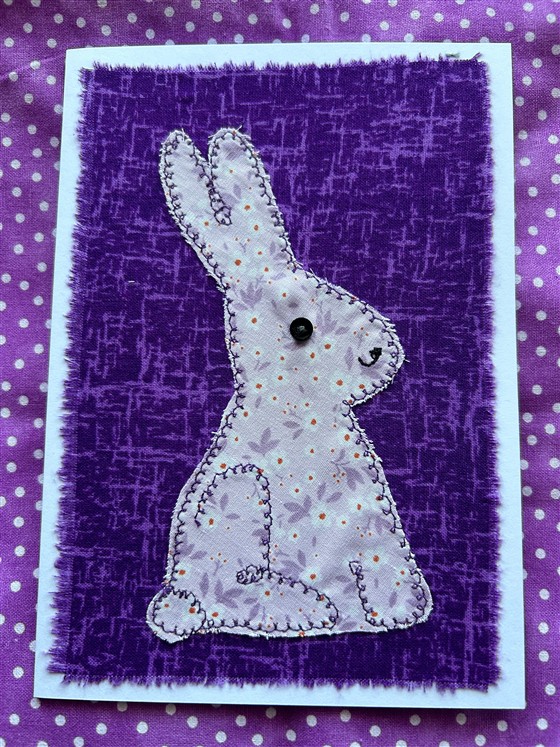 purple rabbit greeting card