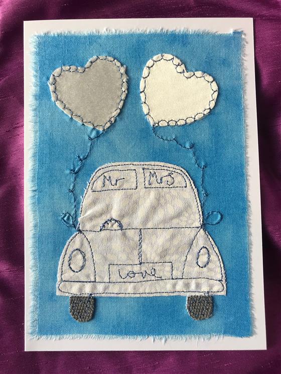 love bug vw wedding card on sky blue