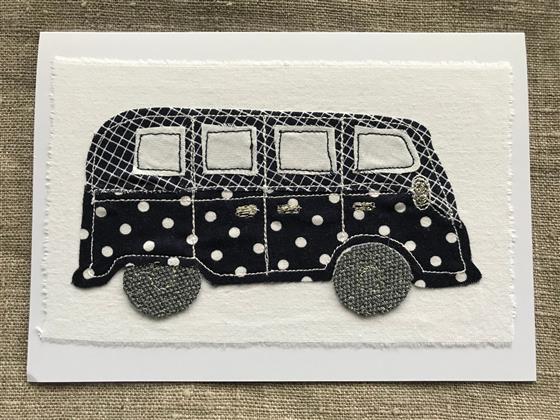 navy spotty camper van card