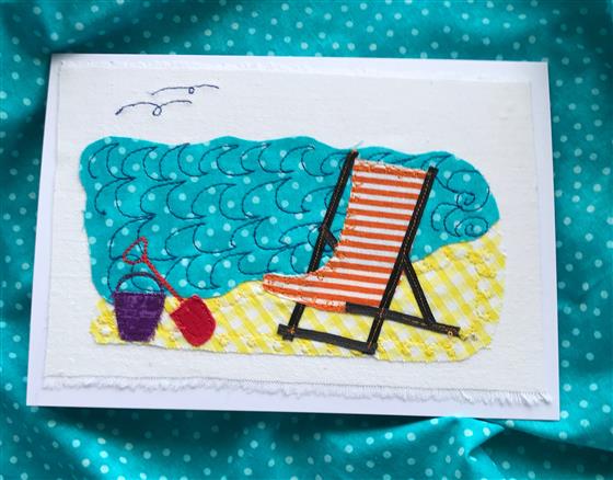 orange stripy deckchair greeting card