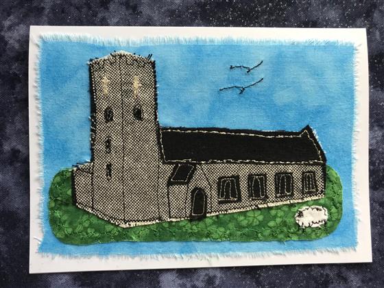 pakefield church greeting card on blue