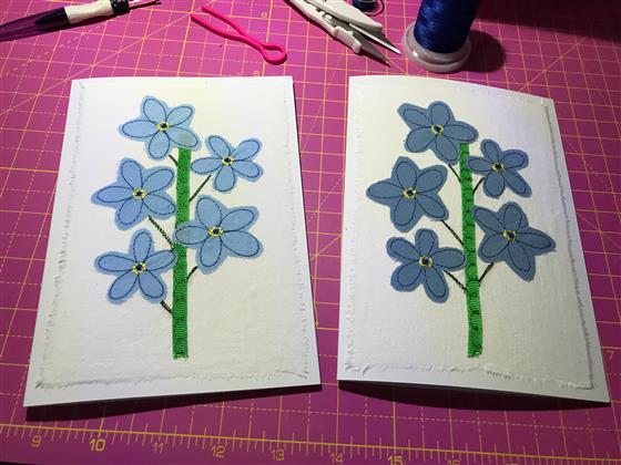 fundraising card - pale blue forget me nots