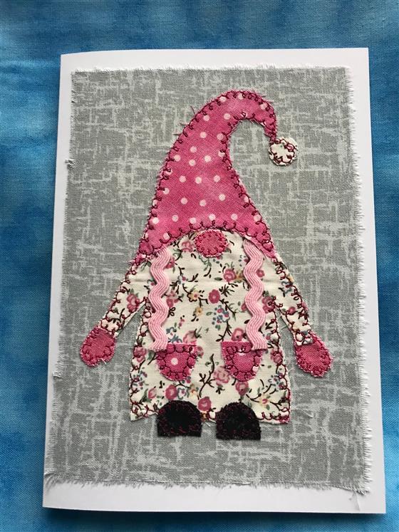 peggy pink gnome greeting card