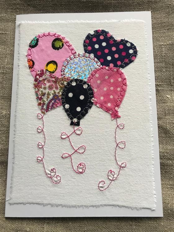 bunch of pink celebration balloons card