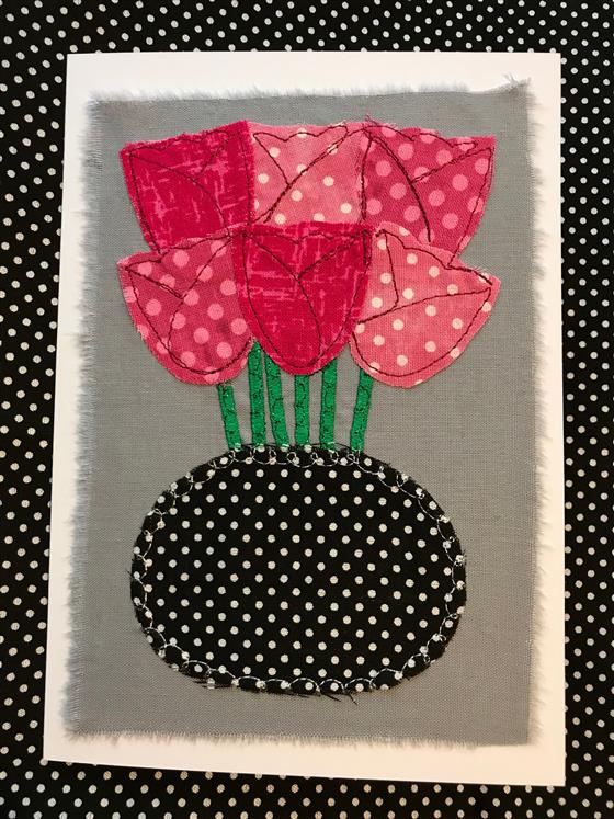 fundraising card - pink tulips on grey