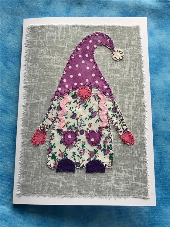 polly purple gnome greeting card