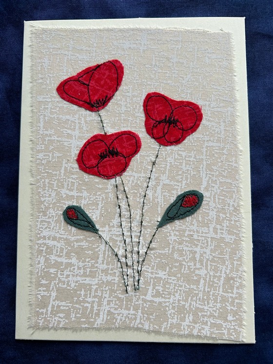 poppies on cream greeting card