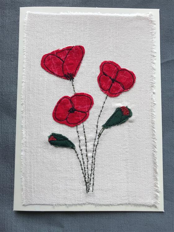 poppies on cream silk greeting card