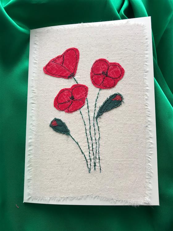 poppies on hessian greeting card