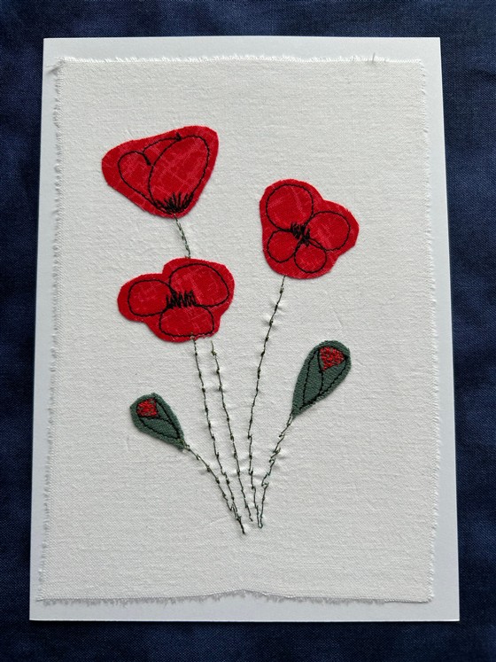 poppies on white greeting card