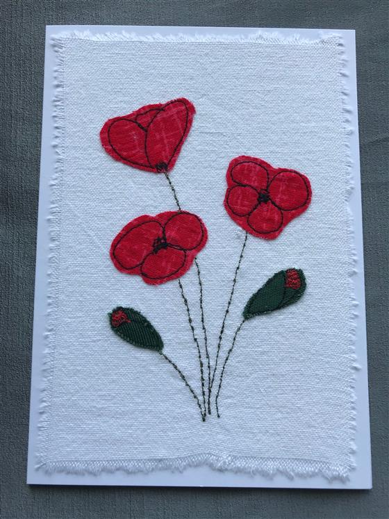 poppies on white greeting card